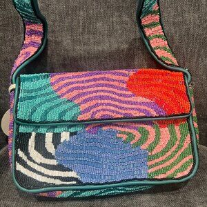 Staud Tommy Beaded Shoulder Bag Acid Swirl
